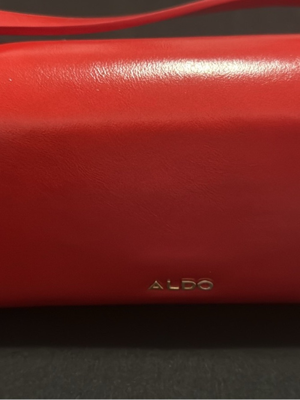 ALDO Red Leather Clutch with Gold Logo